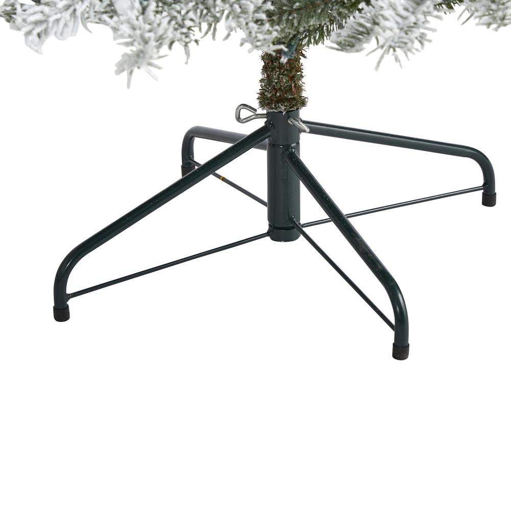 6.5ft. Slim Flocked Nova Scotia Spruce Artificial Christmas Tree with 300 Warm White LED Lights and 699 Bendable Branches. Picture 4