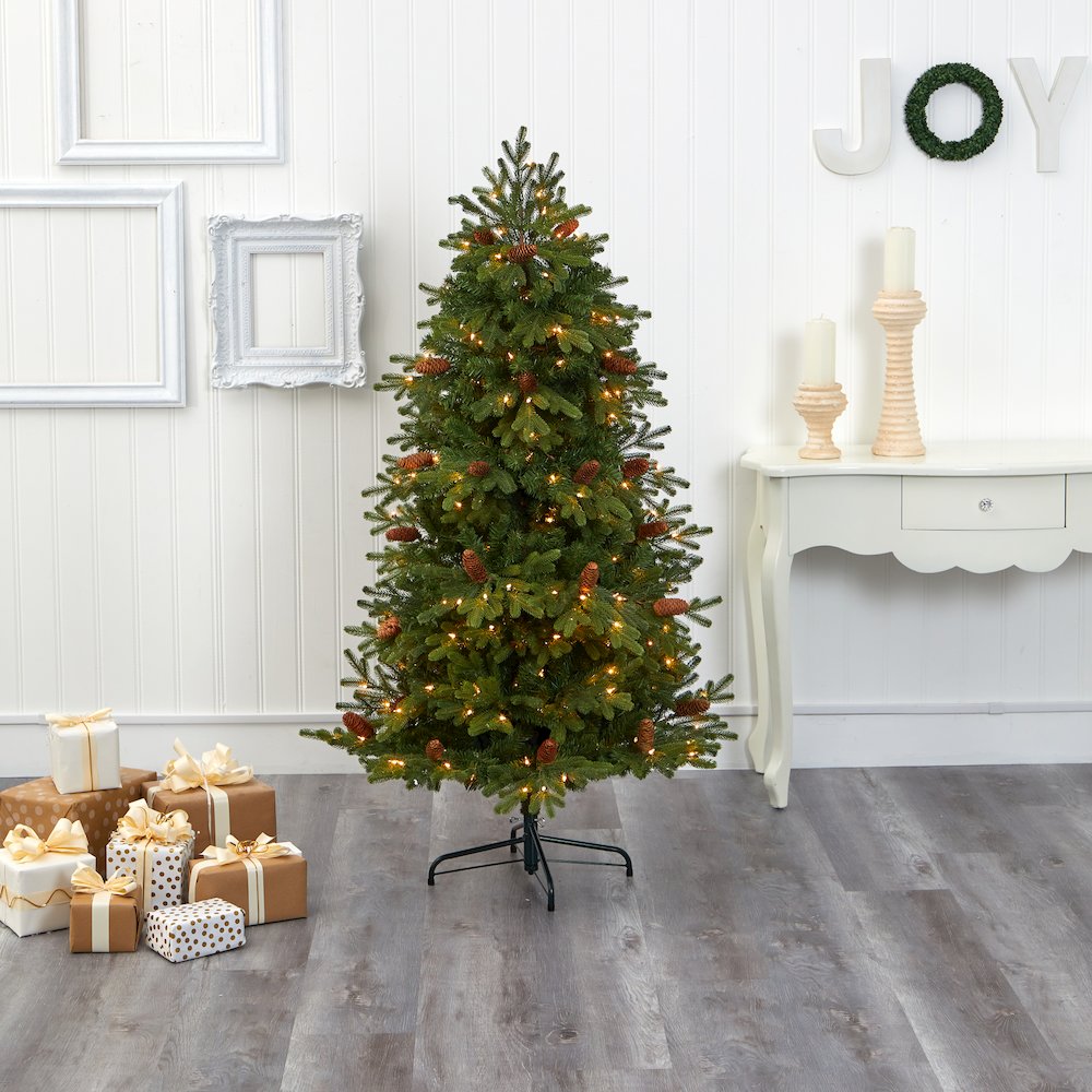 5.5ft. Yukon Mountain Fir Artificial Christmas Tree with 250 Clear Lights. Picture 5