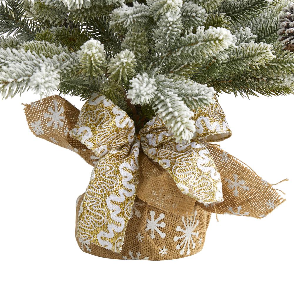 28in. Flocked Artificial Christmas Tree with Pine Cones. Picture 5