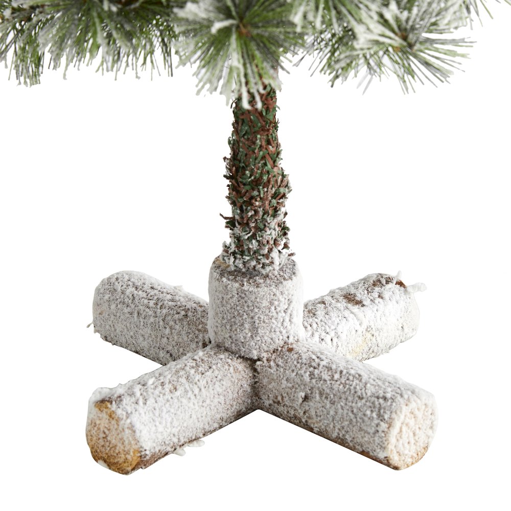 3ft. Flocked Artificial Christmas Tree Topiary with 50 Warm White LED Lights. Picture 4
