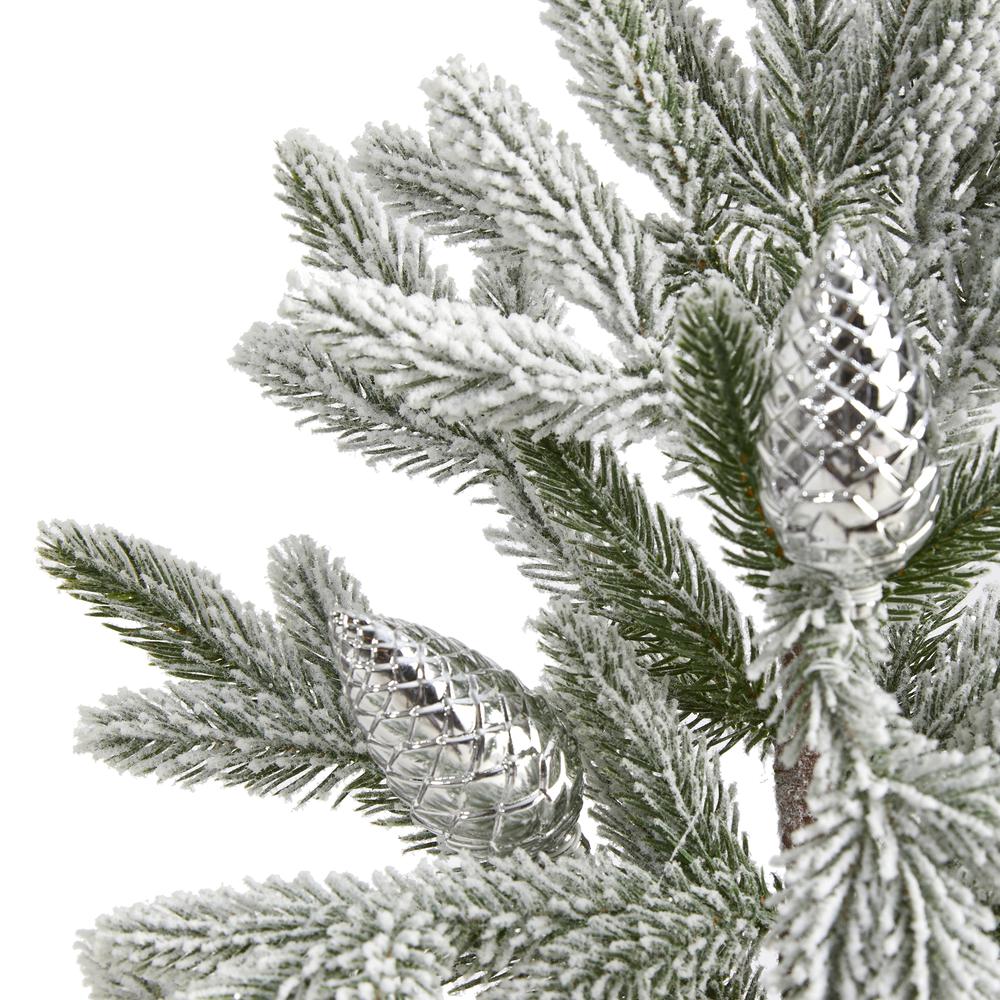 28in. Flocked Christmas Artificial Tree in Decorative Planter. Picture 3