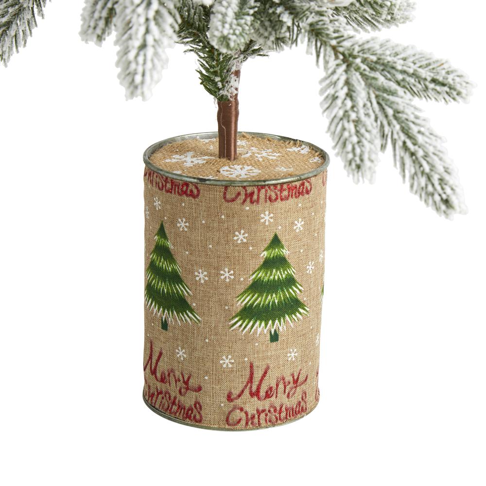 28in. Flocked Christmas Artificial Tree in Decorative Planter. Picture 4