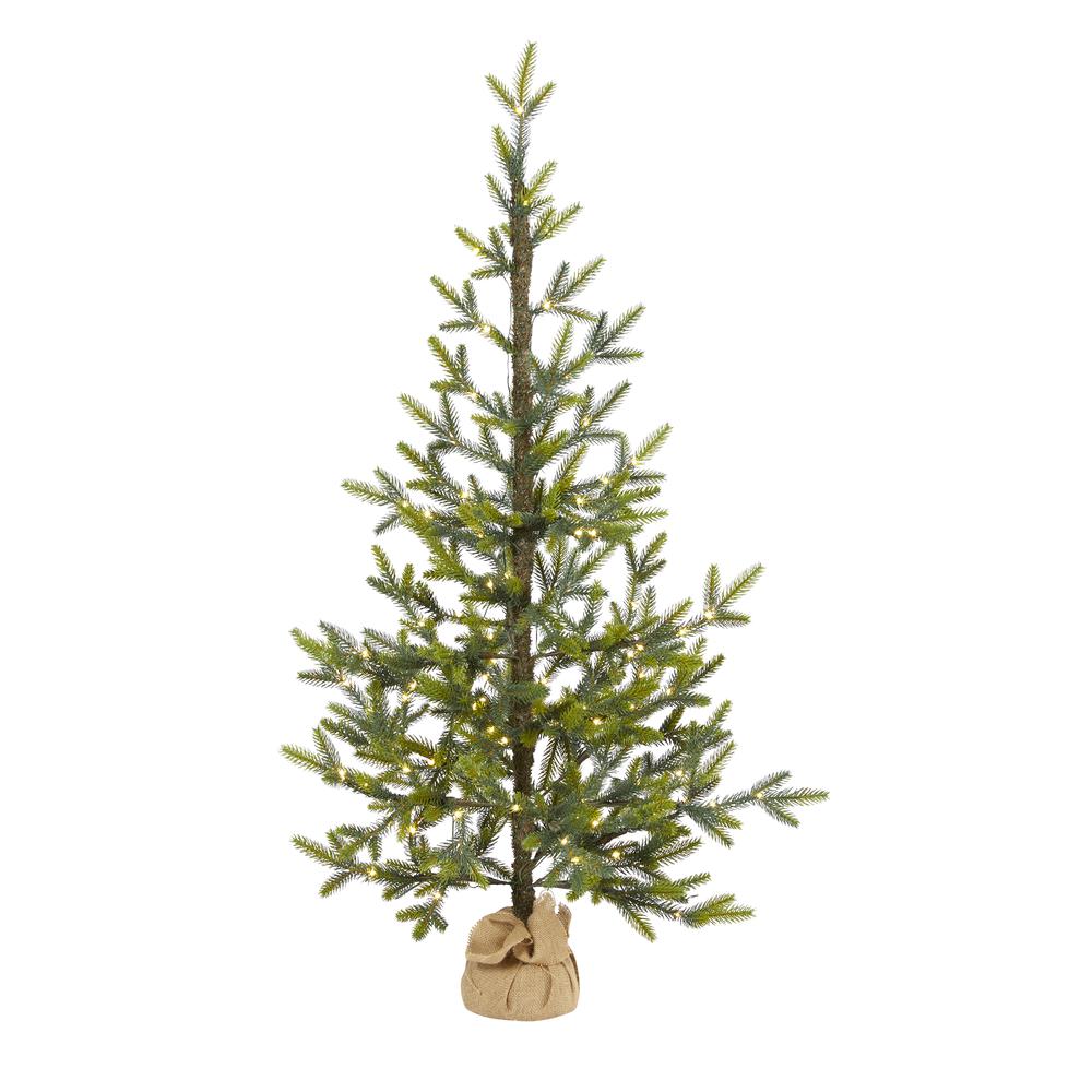 4ft. Fraser Fir Natural Look Artificial Christmas Tree with 100 Clear LED Lights, a Burlap Base and 403 Bendable Branches. Picture 5