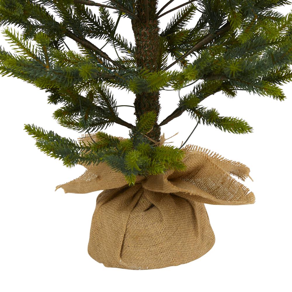 6ft. Fraser Fir Natural Look Artificial Christmas Tree with 250 Clear LED Lights, a Burlap Base and 1243 Bendable Branches. Picture 4