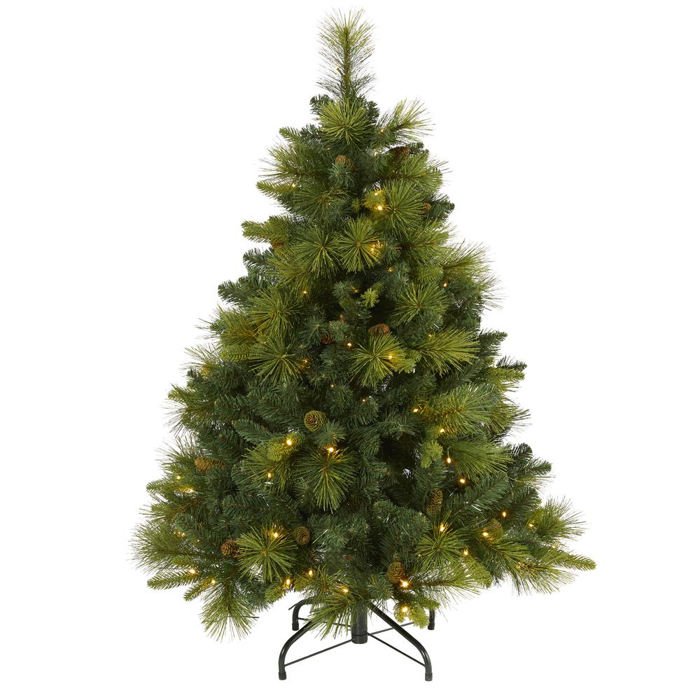 North Carolina Pine Artificial Christmas Tree with 130 Warm White LED Lights. Picture 1