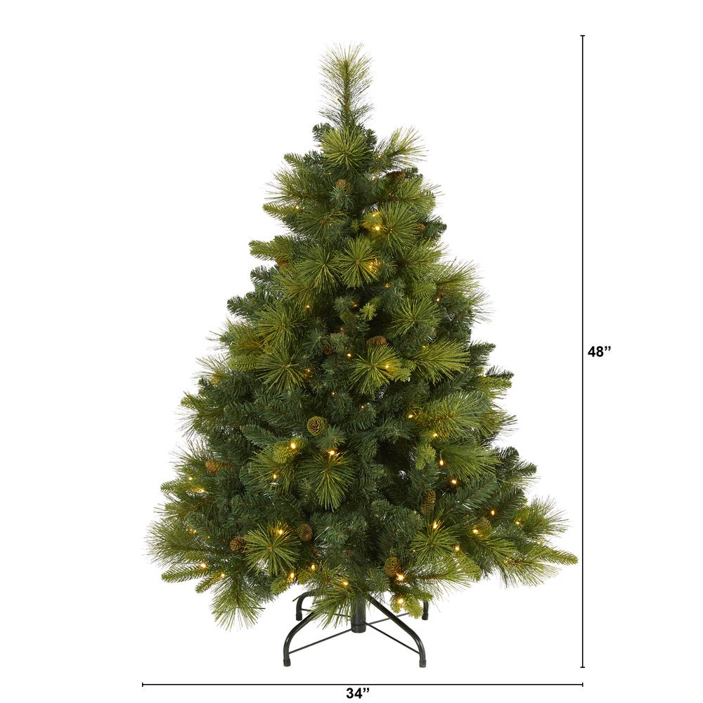 North Carolina Pine Artificial Christmas Tree with 130 Warm White LED Lights. Picture 2