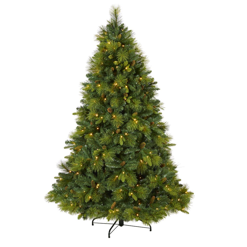 6.5ft. North Carolina Mixed Pine Christmas Tree with 350 Warm LED Lights. Picture 1