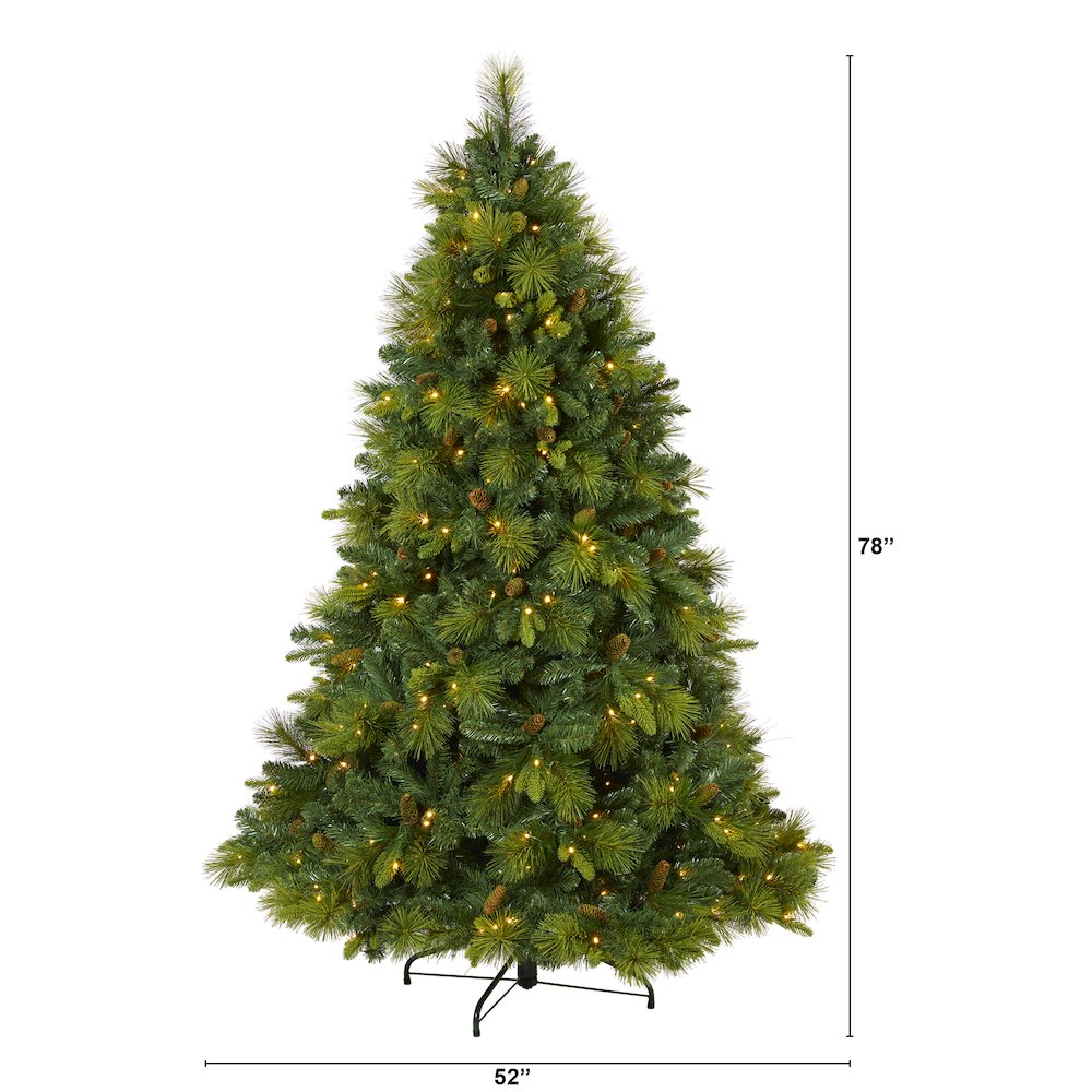 6.5ft. North Carolina Mixed Pine Christmas Tree with 350 Warm LED Lights. Picture 2