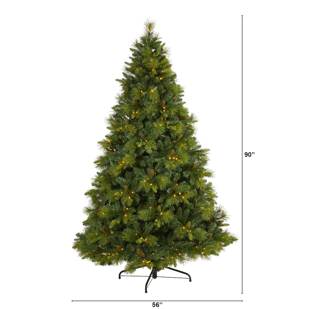 7.5ft. North Carolina Mixed Pine Christmas Tree with 470 Warm LED Lights. Picture 2