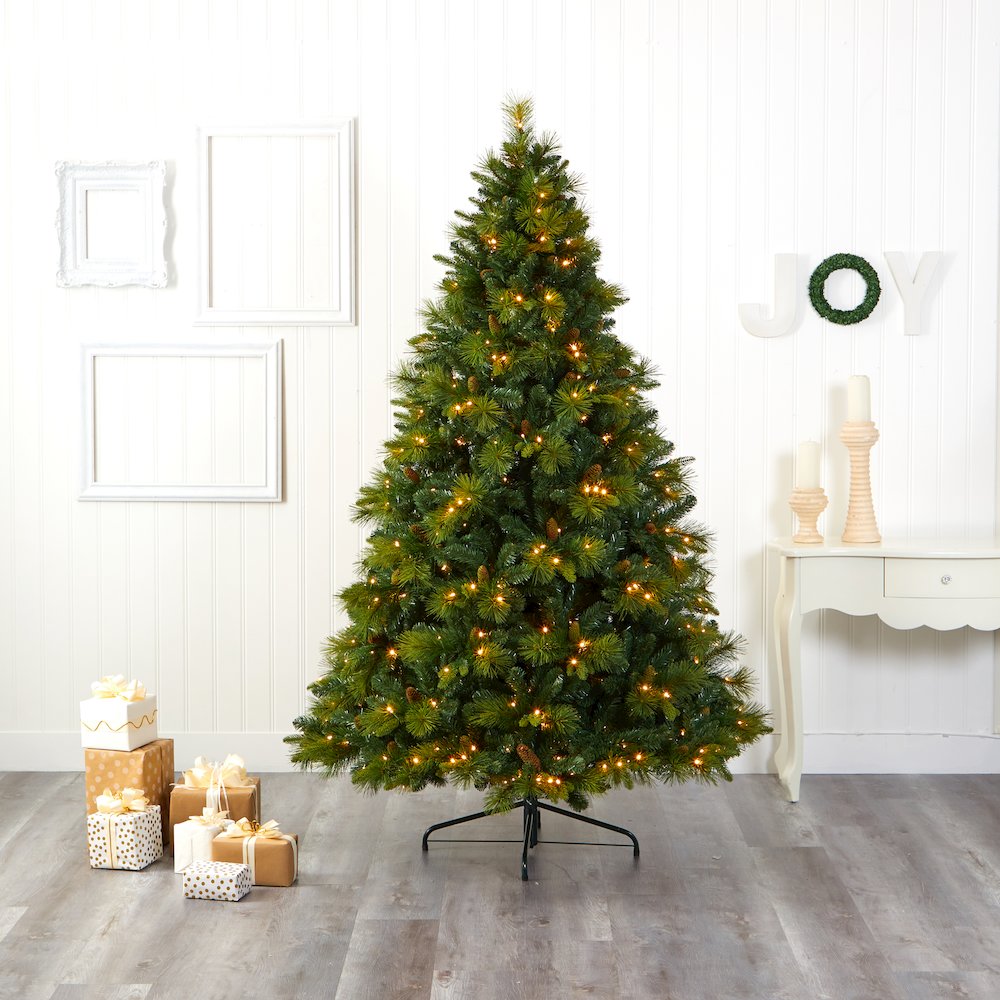 7.5ft. North Carolina Mixed Pine Christmas Tree with 470 Warm LED Lights. Picture 5