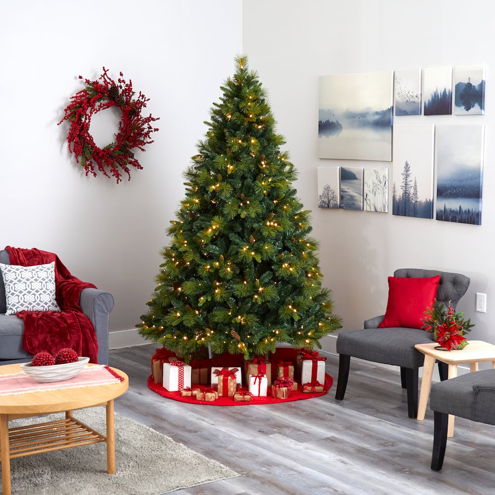 7.5ft. North Carolina Mixed Pine Christmas Tree with 470 Warm LED Lights. Picture 6