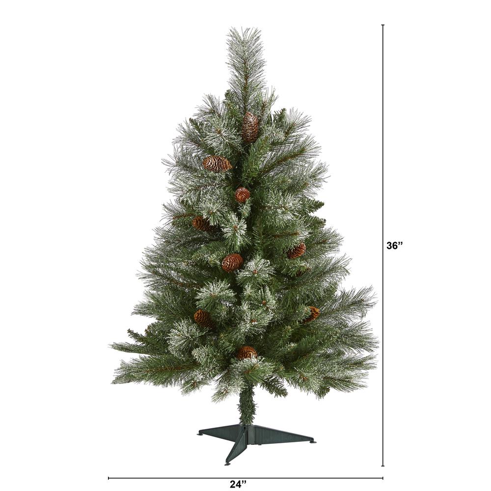 3ft. Snowed French Alps Mountain Pine Artificial Christmas Tree. Picture 2