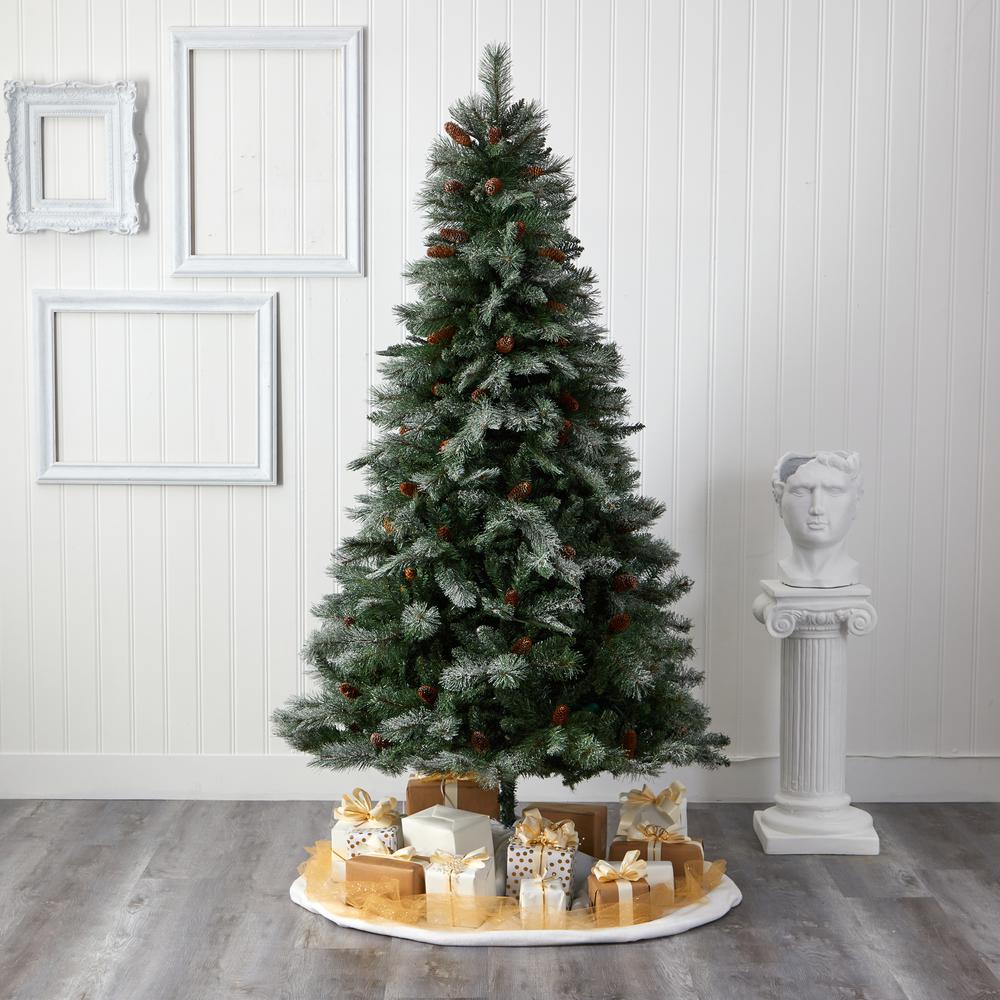 7ft. Snowed French Alps Mountain Pine Artificial Christmas Tree. Picture 5