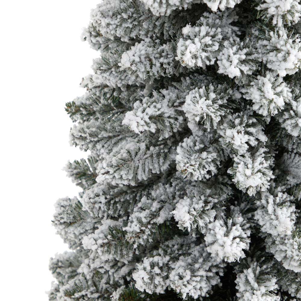 5ft. Flocked Pencil Artificial Christmas Tree with 318 Bendable Branches. Picture 3