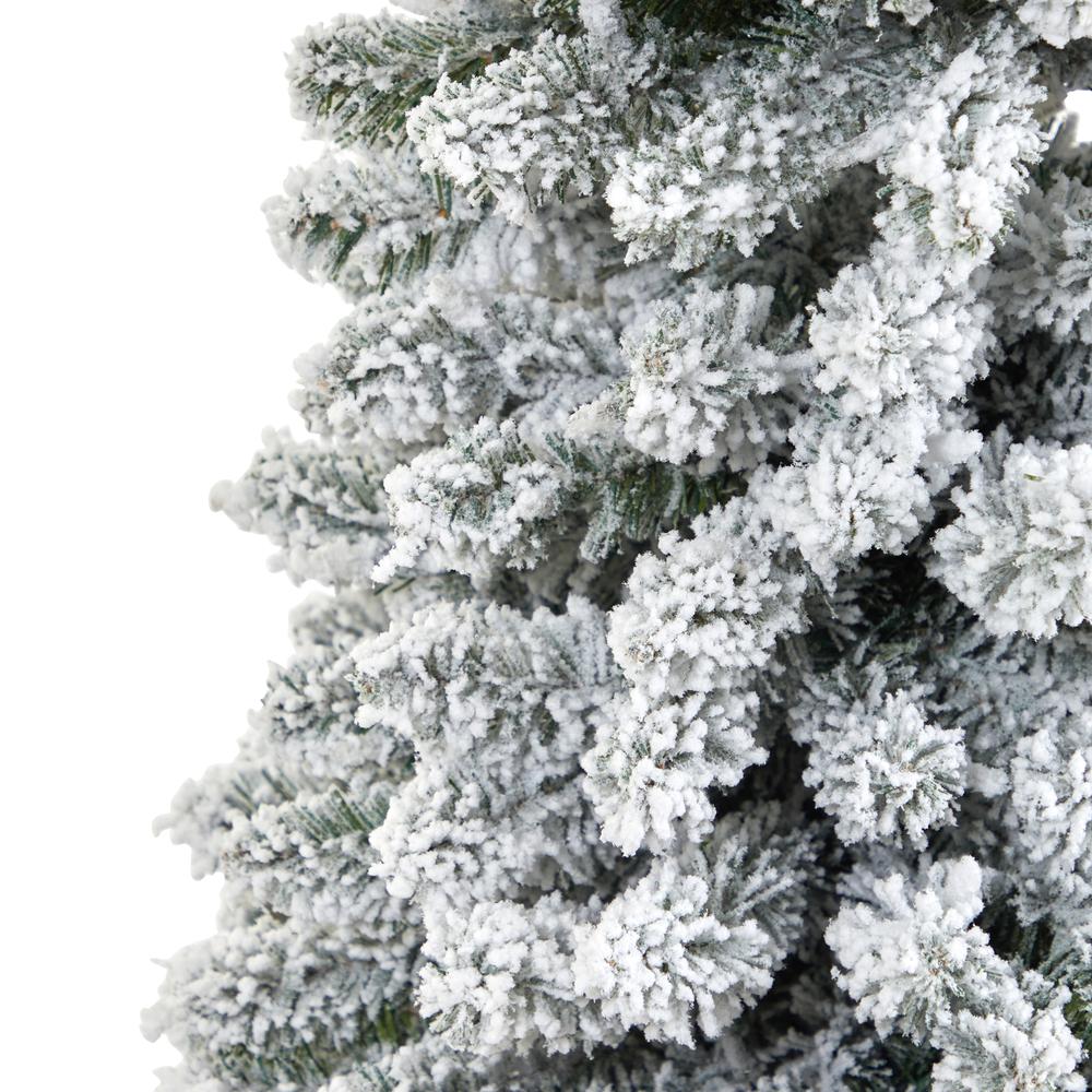 7ft. Flocked Pencil Artificial Christmas Tree with 574 Bendable Branches. Picture 4