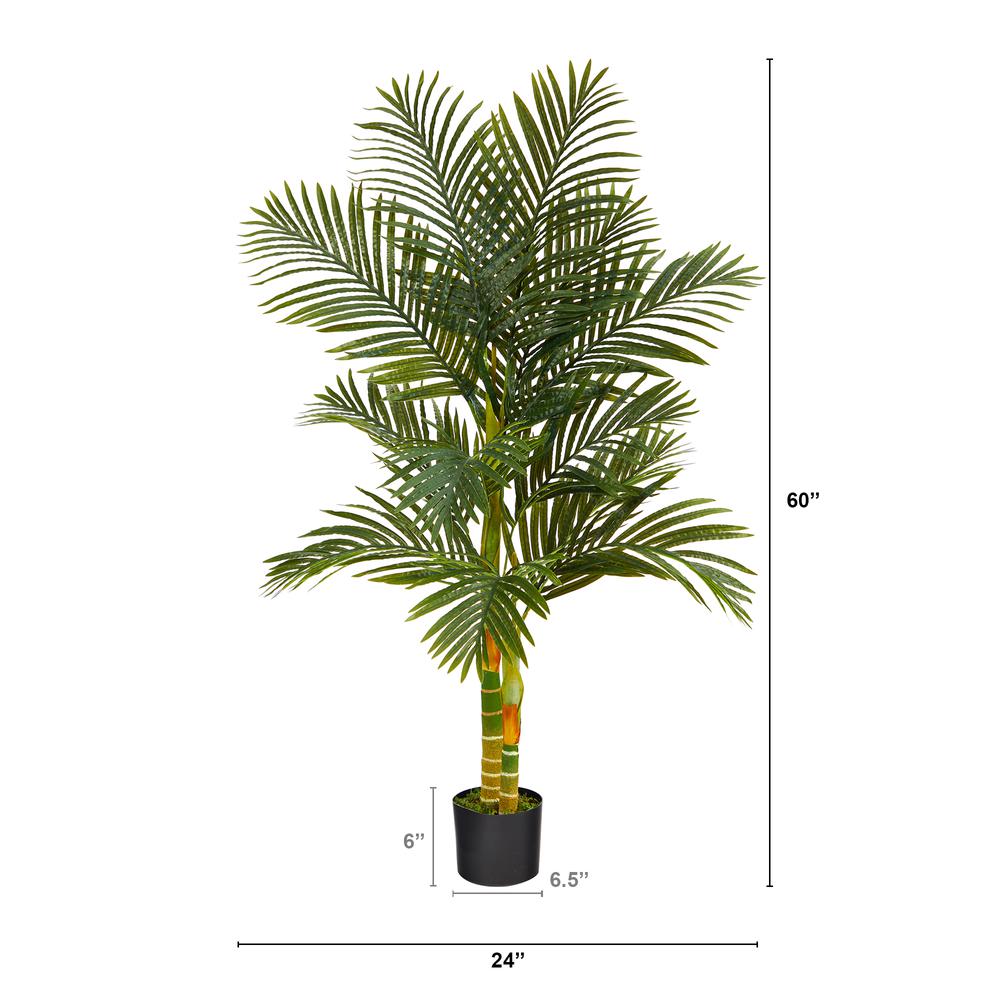 5ft. Golden Cane Artificial Palm Tree, Green. Picture 3