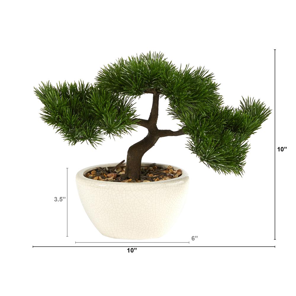 10in. Cedar Bonsai Artificial Tree in Decorative Planter. Picture 4