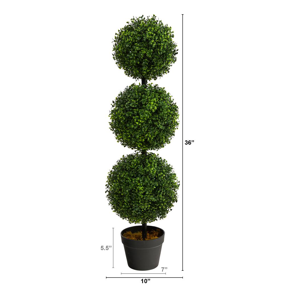 3ft. Boxwood Triple Ball Topiary Artificial Tree (Indoor/Outdoor). Picture 2