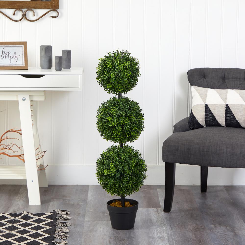 3ft. Boxwood Triple Ball Topiary Artificial Tree (Indoor/Outdoor). Picture 5