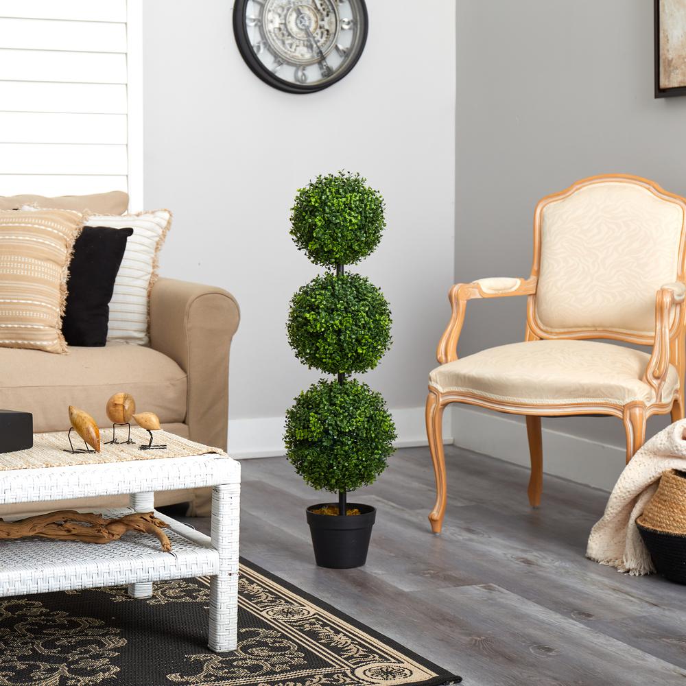 3ft. Boxwood Triple Ball Topiary Artificial Tree (Indoor/Outdoor). Picture 6