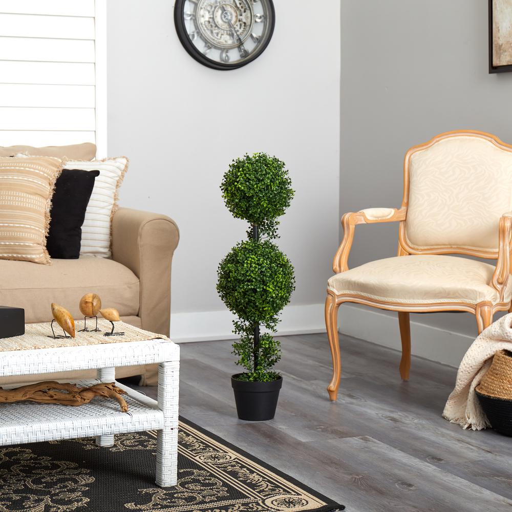 34in. Boxwood Double Ball Topiary Artificial Tree (Indoor/Outdoor). Picture 3