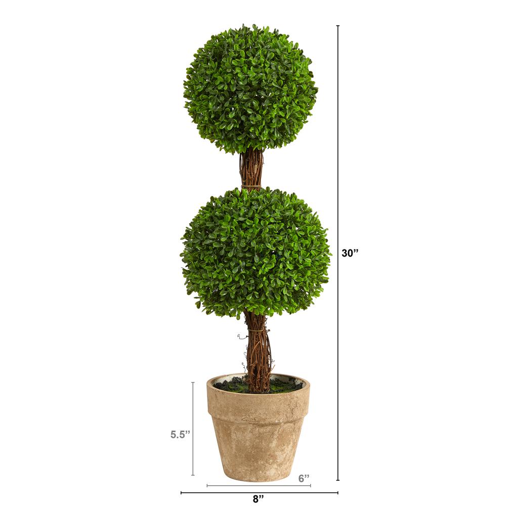 2.5ft. Boxwood Double Ball Topiary Artificial Tree (Indoor/Outdoor). Picture 2