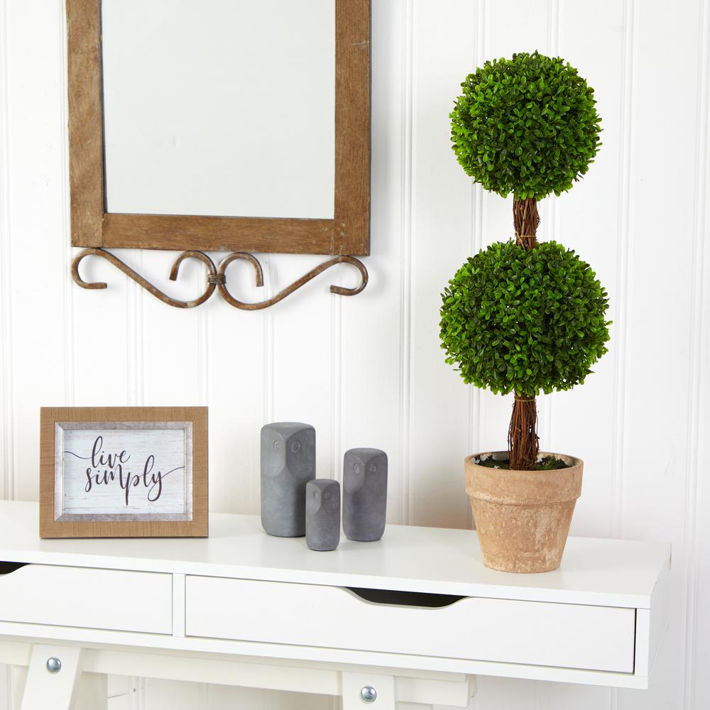 2.5ft. Boxwood Double Ball Topiary Artificial Tree (Indoor/Outdoor). Picture 3