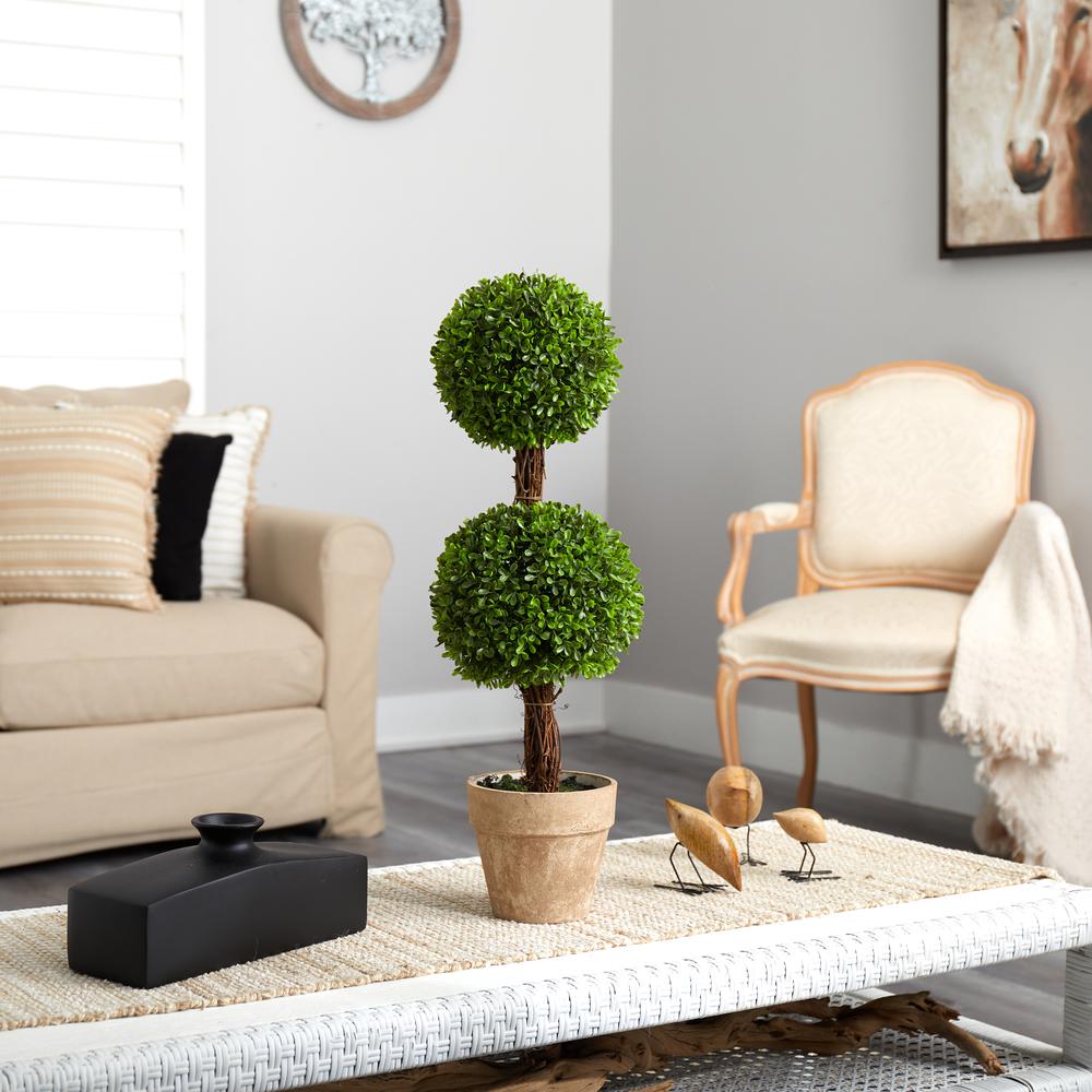2.5ft. Boxwood Double Ball Topiary Artificial Tree (Indoor/Outdoor). Picture 4