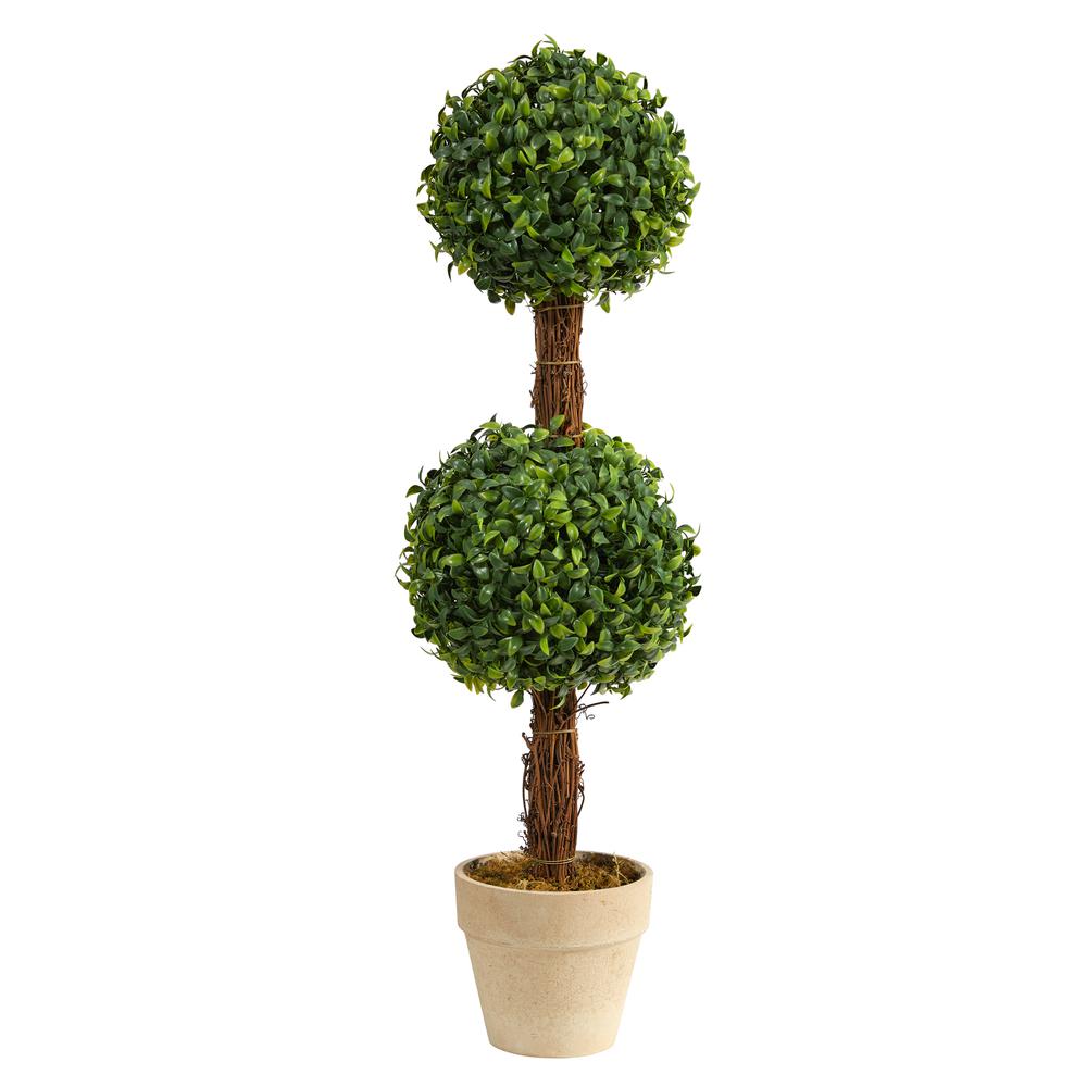 28in. Boxwood Double Ball Topiary Artificial Tree (Indoor/Outdoor). Picture 1