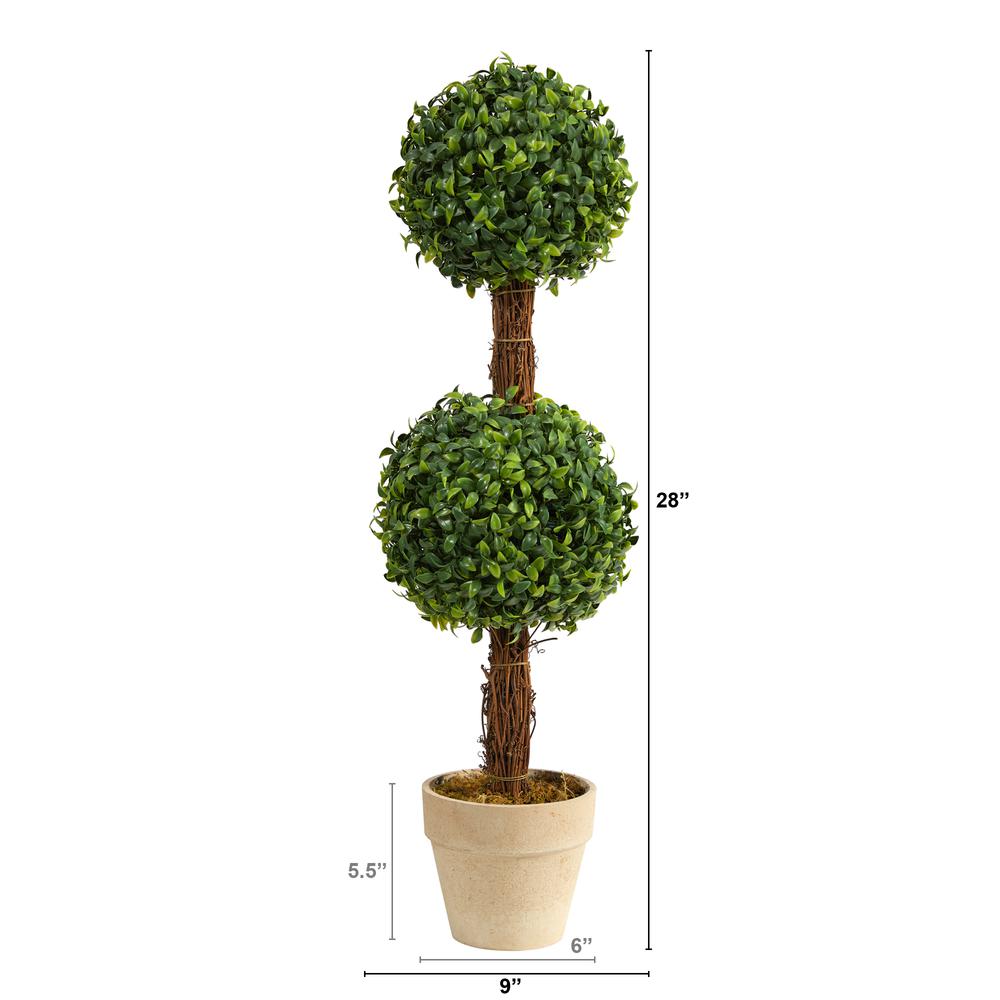28in. Boxwood Double Ball Topiary Artificial Tree (Indoor/Outdoor). Picture 2