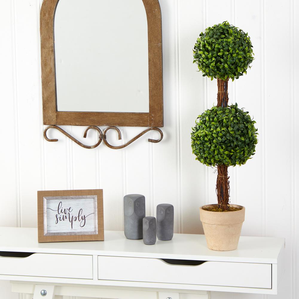 28in. Boxwood Double Ball Topiary Artificial Tree (Indoor/Outdoor). Picture 3