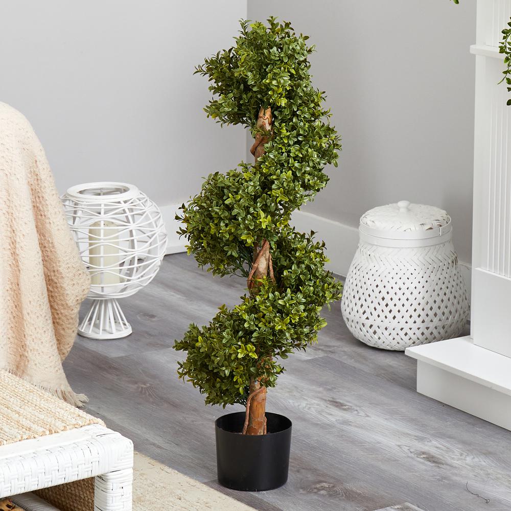 33in. Boxwood Topiary Spiral Artificial Tree (Indoor/Outdoor). Picture 4