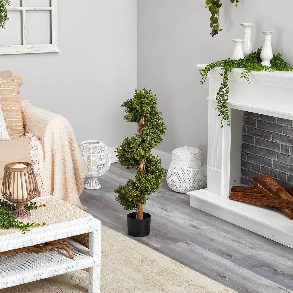 33in. Boxwood Topiary Spiral Artificial Tree (Indoor/Outdoor). Picture 2