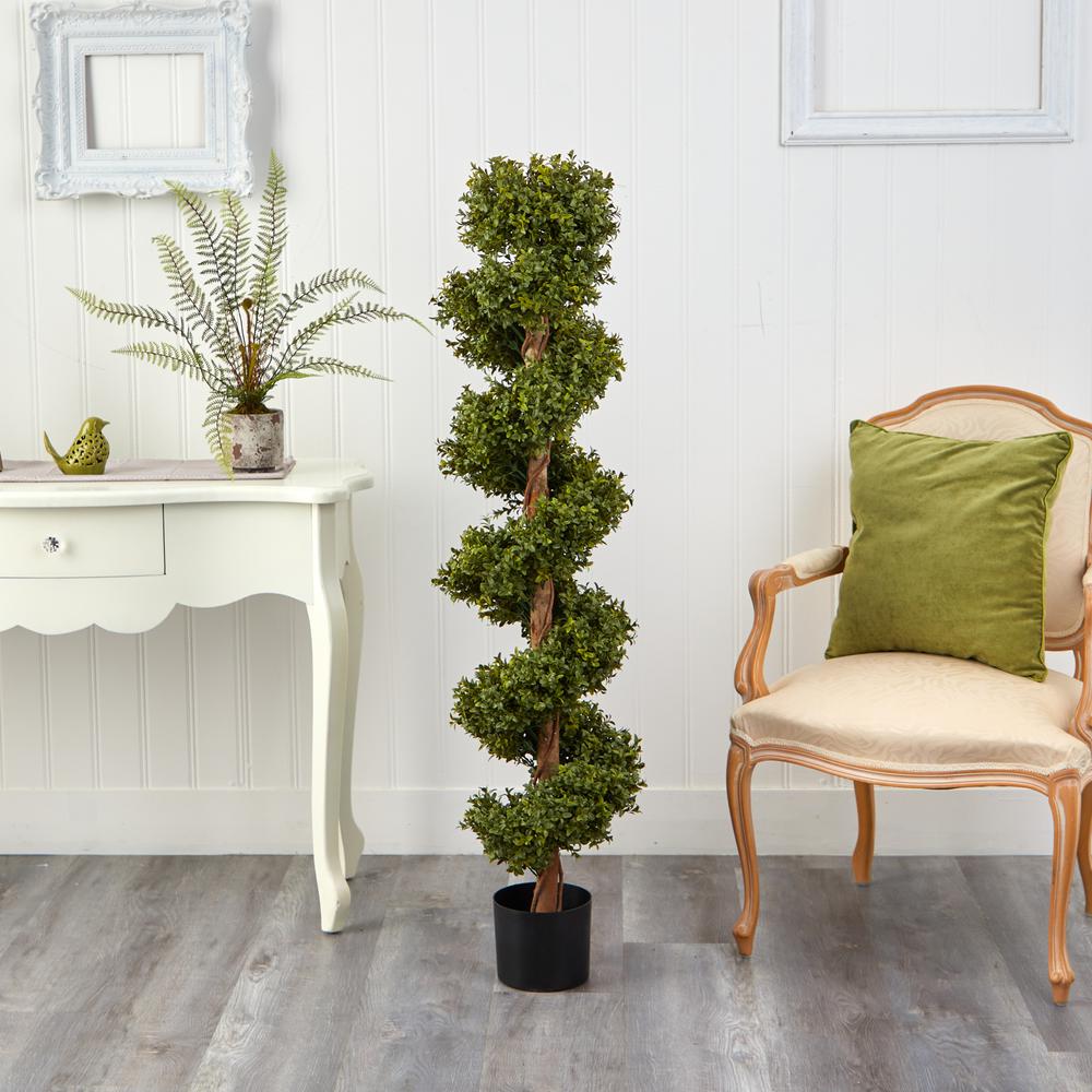 5ft. Boxwood Spiral Topiary Artificial Tree (Indoor/Outdoor). Picture 3