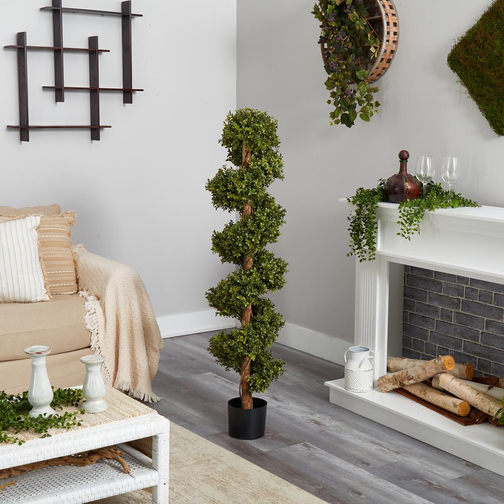 5ft. Boxwood Spiral Topiary Artificial Tree (Indoor/Outdoor). Picture 4