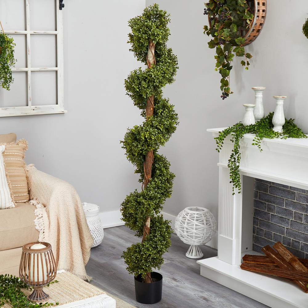 6ft. Boxwood Spiral Topiary Artificial Tree. Picture 4