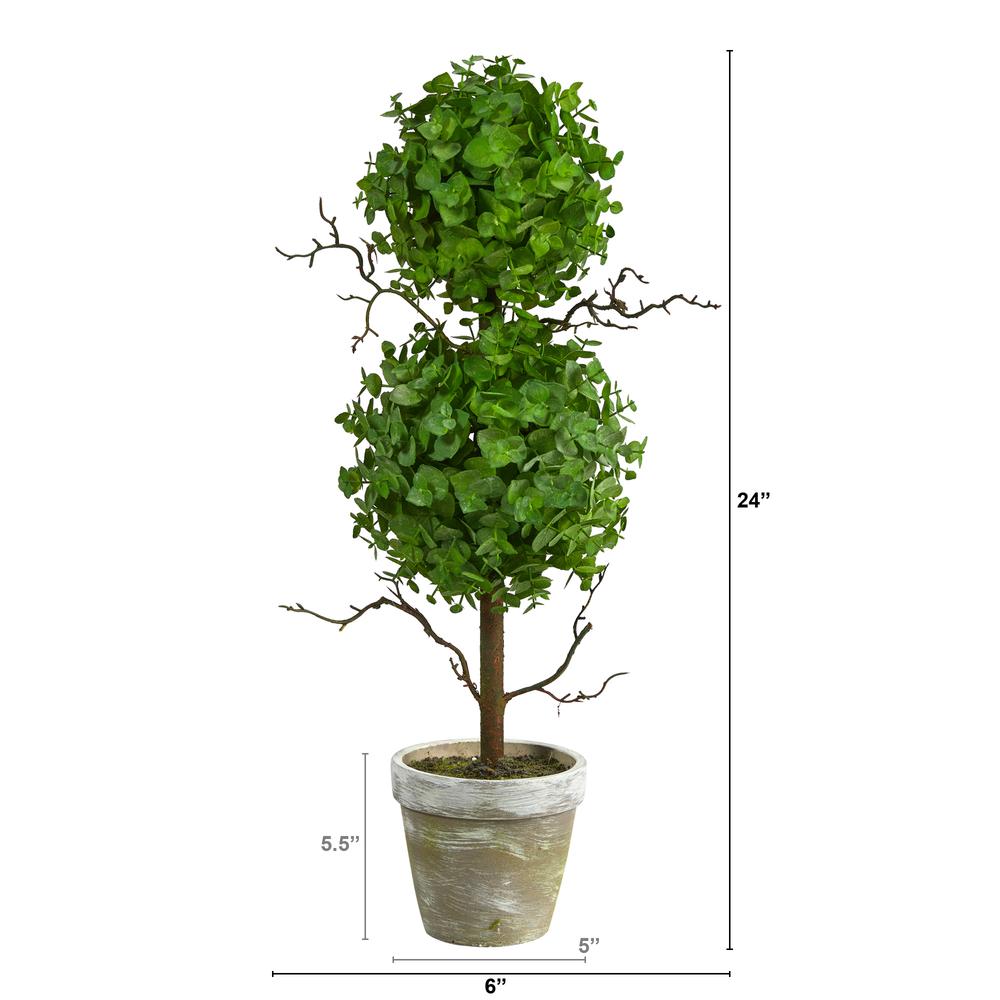 2ft. Eucalyptus Double Ball Topiary Artificial Tree. Picture 4