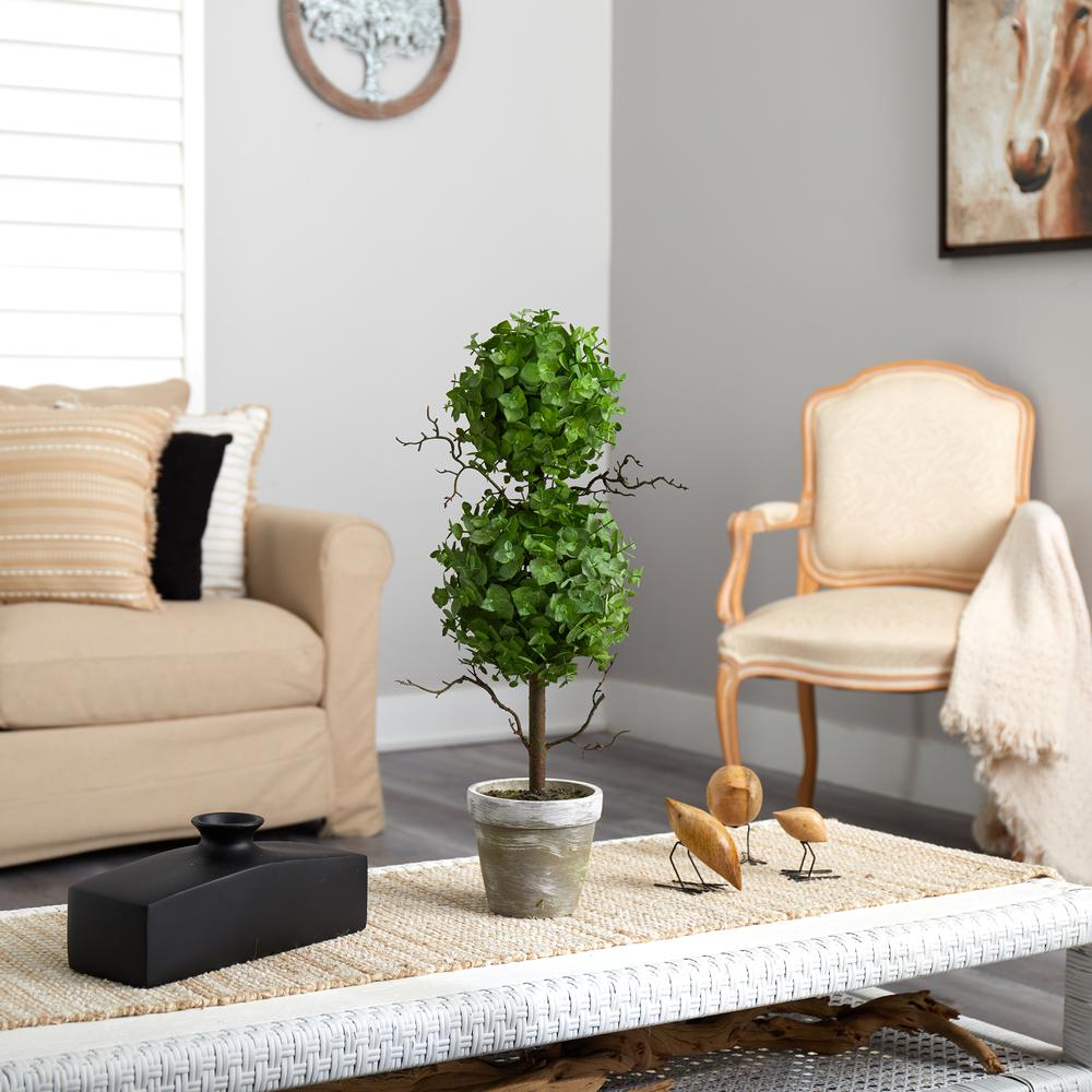 2ft. Eucalyptus Double Ball Topiary Artificial Tree. Picture 2