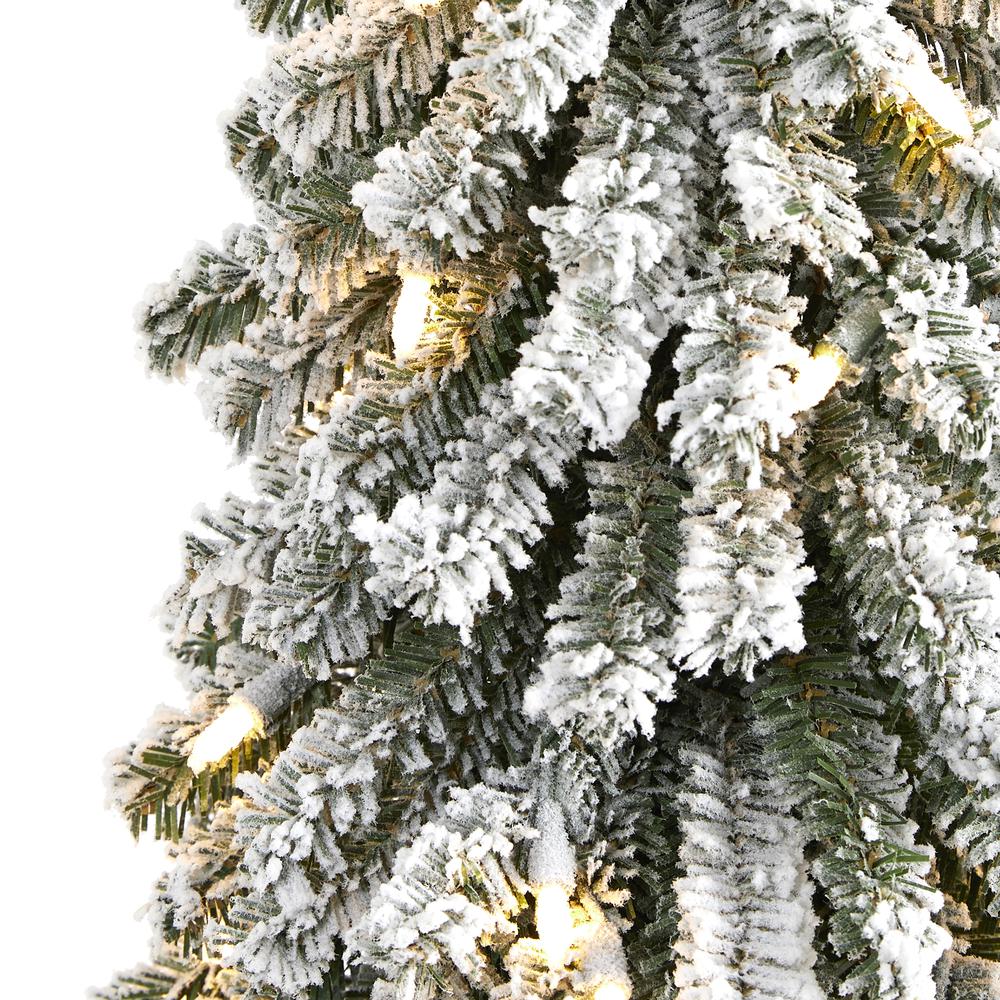 2ft. Flocked Grand Alpine Artificial Christmas Tree with 35 Clear Lights and 111 Bendable Branches on Natural Trunk. Picture 2
