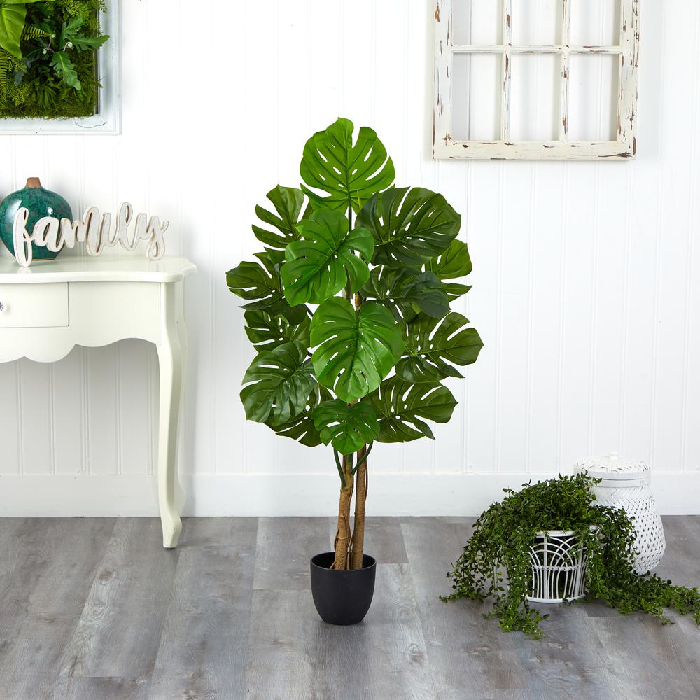 4ft. Monstera Artificial Tree UV Resistant (Indoor/Outdoor). Picture 4