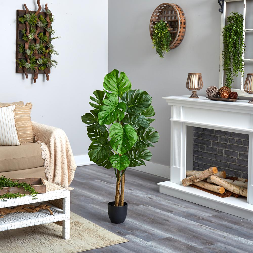 4ft. Monstera Artificial Tree UV Resistant (Indoor/Outdoor). Picture 2