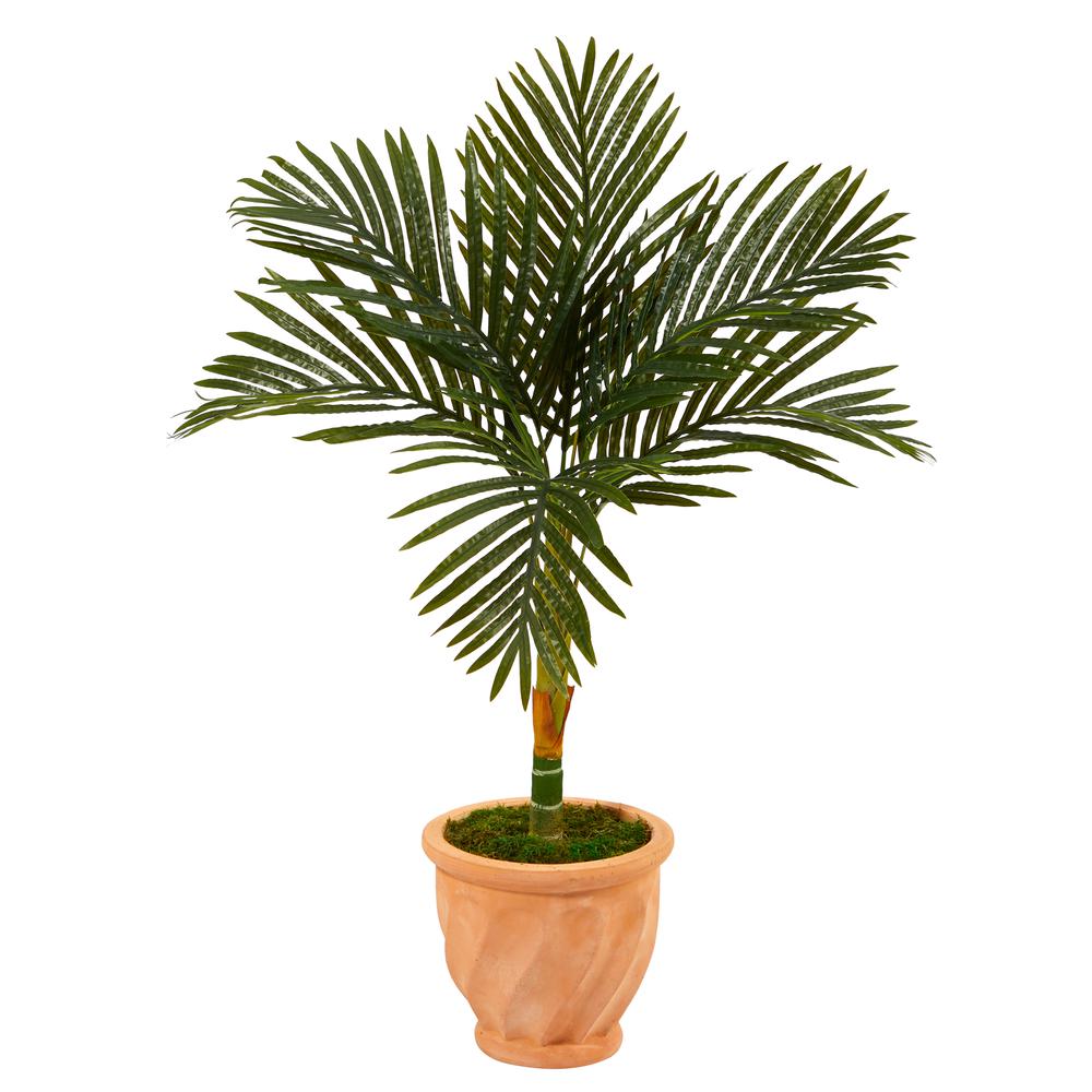 3.5ft. Golden Cane Artificial Palm Tree in Terra-Cotta Planter. Picture 1