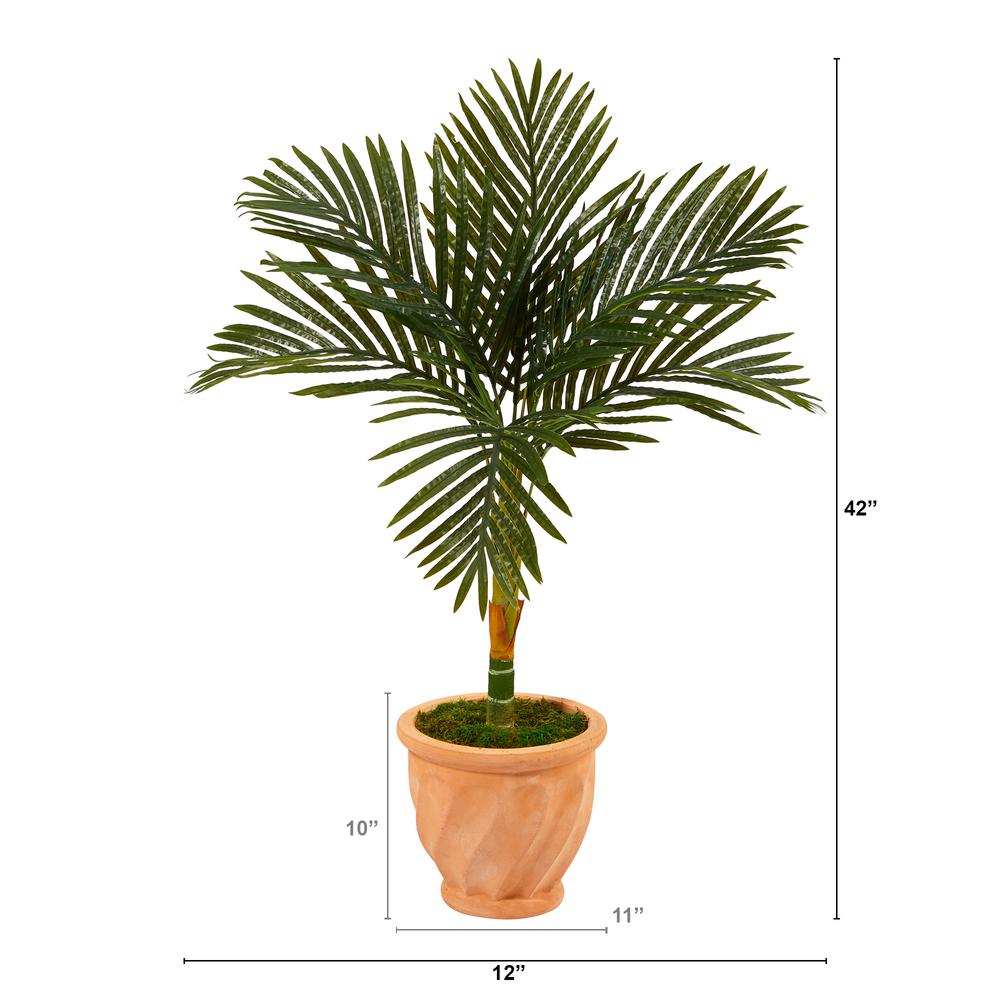 3.5ft. Golden Cane Artificial Palm Tree in Terra-Cotta Planter. Picture 2