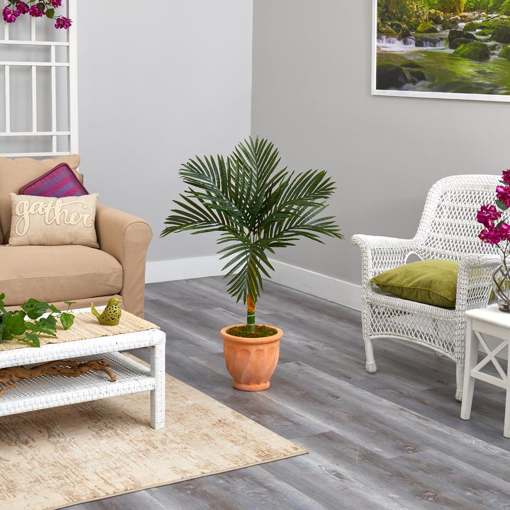 3.5ft. Golden Cane Artificial Palm Tree in Terra-Cotta Planter. Picture 4