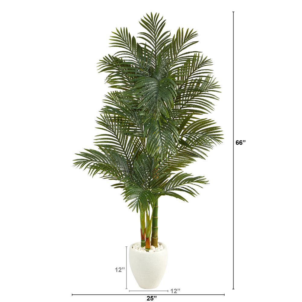 6ft. Golden Cane Artificial Palm Tree in White Planter. Picture 2