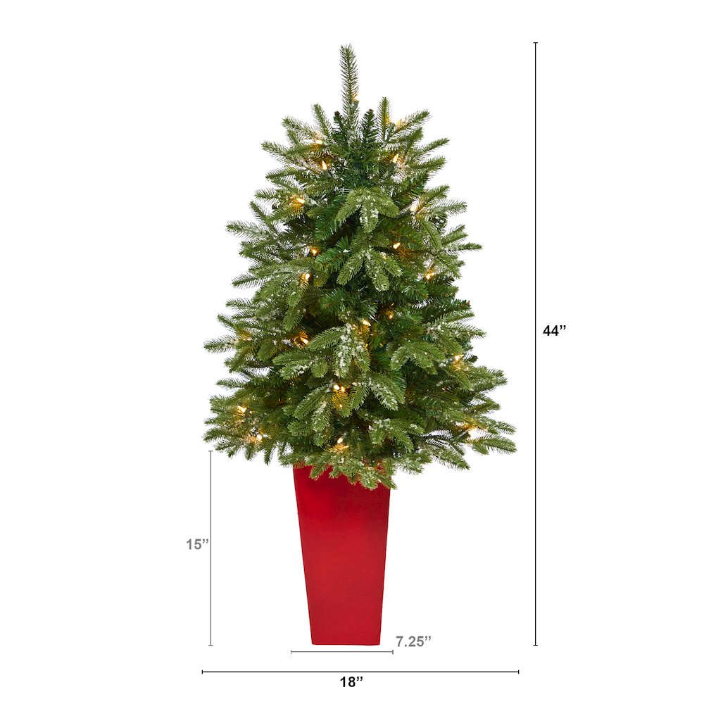 44in. Snowed Grand Teton Fir Christmas Tree with 50 Clear Lights in Planter. Picture 2