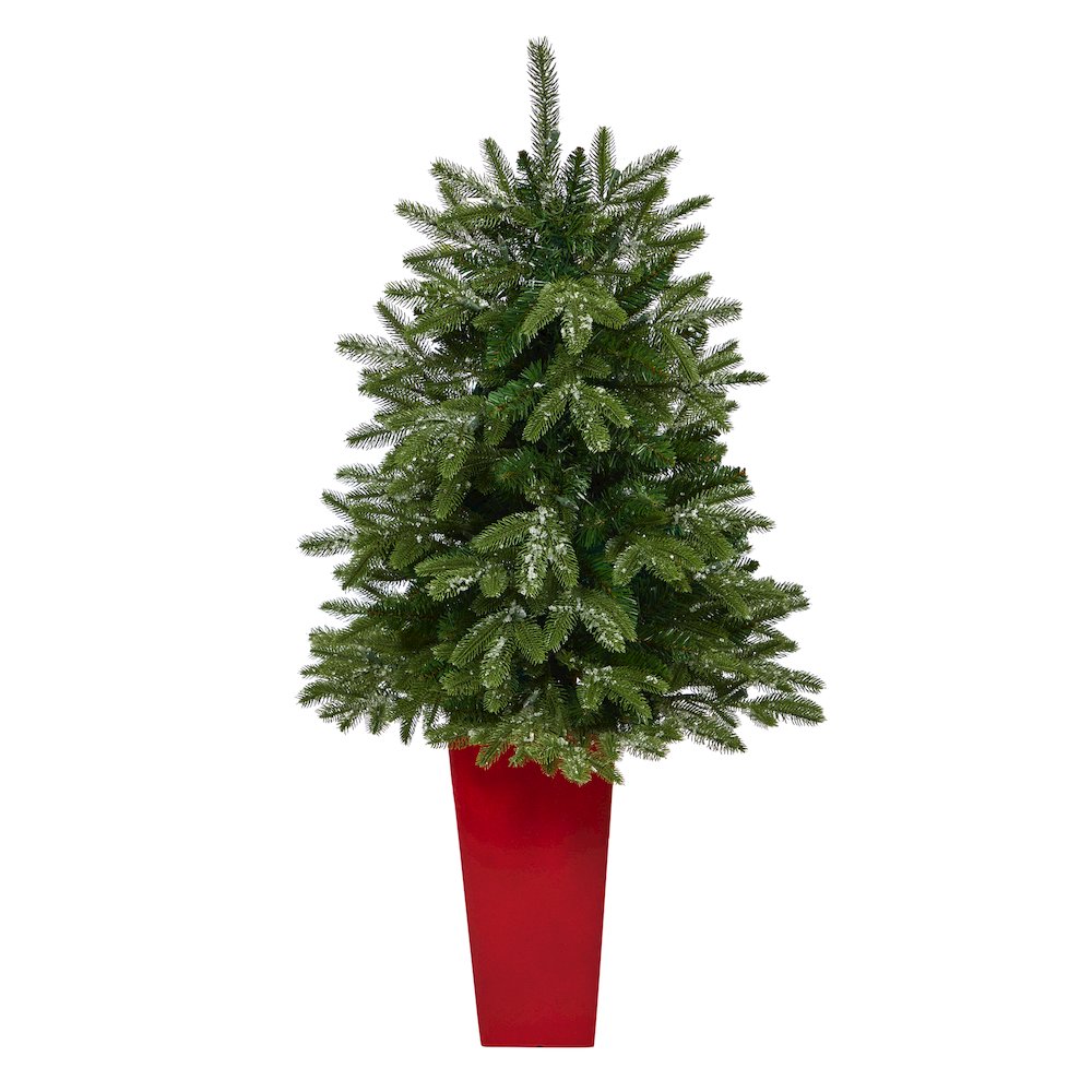 44in. Snowed Grand Teton Fir Christmas Tree with 50 Clear Lights in Planter. Picture 3