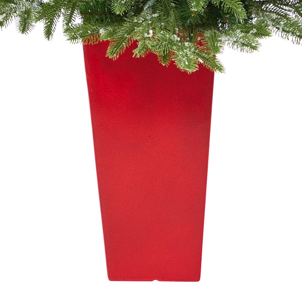 44in. Snowed Grand Teton Fir Christmas Tree with 50 Clear Lights in Planter. Picture 6