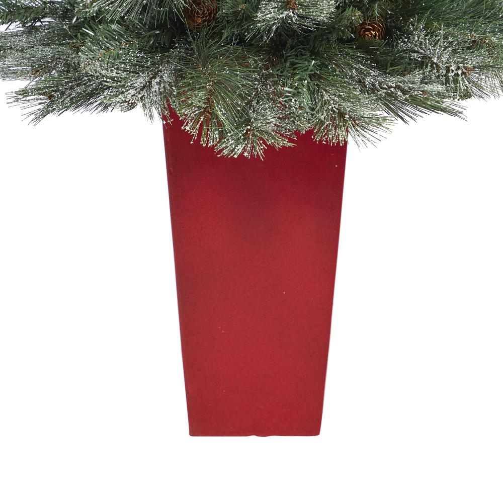 Snowed French Alps Mountain Pine Artificial Christmas Tree. Picture 4