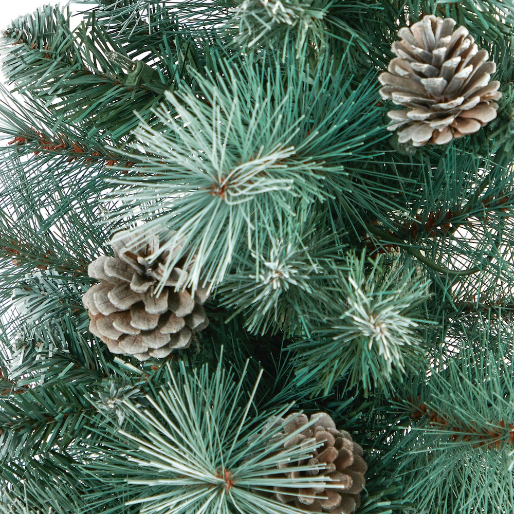 50in. Frosted BC Mountain Pine Christmas Tree with 100 Lights in White Planter. Picture 5